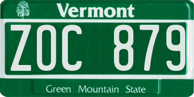 VT license plate ZOC879