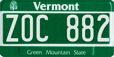 VT license plate ZOC882