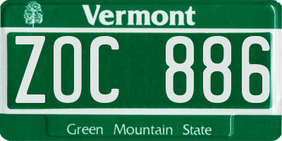 VT license plate ZOC886