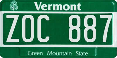 VT license plate ZOC887