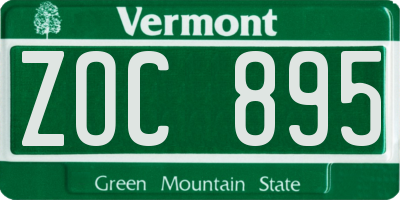 VT license plate ZOC895