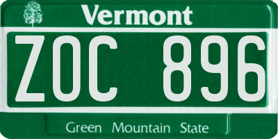 VT license plate ZOC896