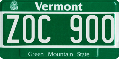 VT license plate ZOC900