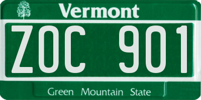 VT license plate ZOC901