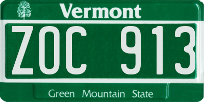 VT license plate ZOC913