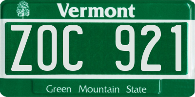 VT license plate ZOC921