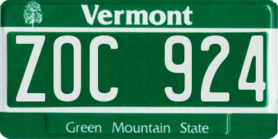 VT license plate ZOC924