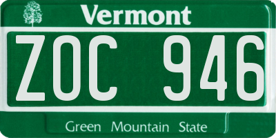 VT license plate ZOC946