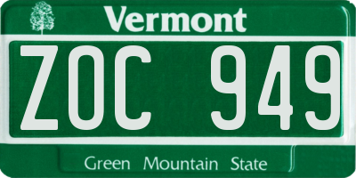 VT license plate ZOC949