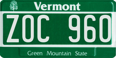 VT license plate ZOC960