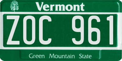 VT license plate ZOC961