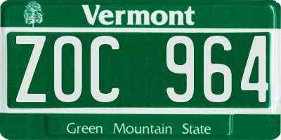VT license plate ZOC964