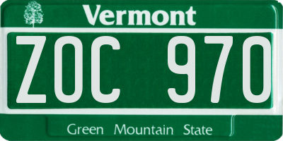 VT license plate ZOC970