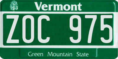VT license plate ZOC975