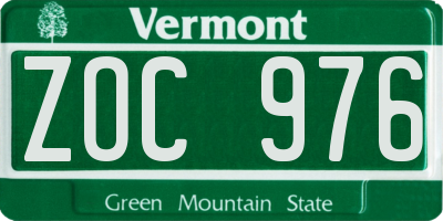 VT license plate ZOC976