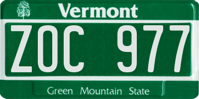 VT license plate ZOC977