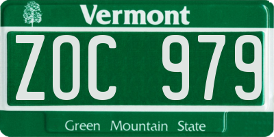 VT license plate ZOC979