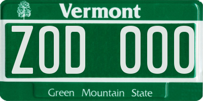 VT license plate ZOD000