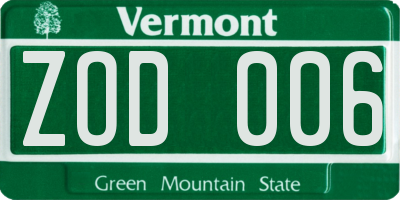 VT license plate ZOD006