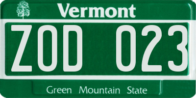 VT license plate ZOD023