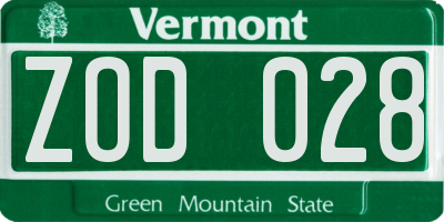 VT license plate ZOD028