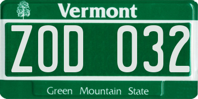 VT license plate ZOD032