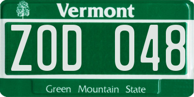 VT license plate ZOD048