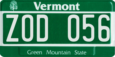 VT license plate ZOD056