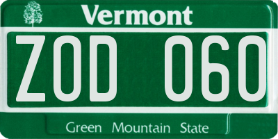 VT license plate ZOD060