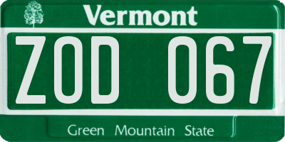 VT license plate ZOD067