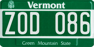 VT license plate ZOD086