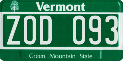VT license plate ZOD093