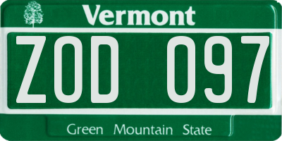 VT license plate ZOD097