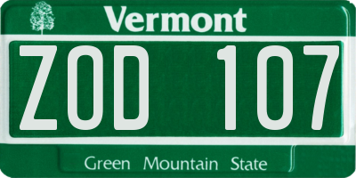 VT license plate ZOD107