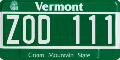 VT license plate ZOD111