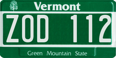 VT license plate ZOD112