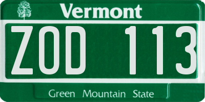 VT license plate ZOD113
