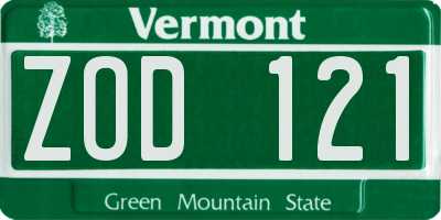 VT license plate ZOD121