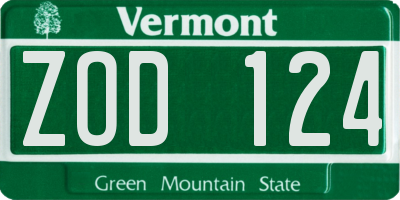 VT license plate ZOD124