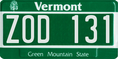 VT license plate ZOD131