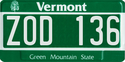 VT license plate ZOD136