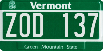VT license plate ZOD137
