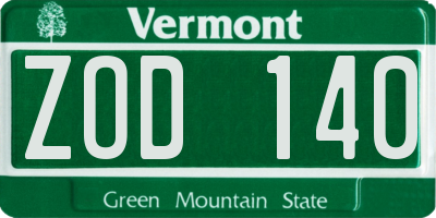 VT license plate ZOD140
