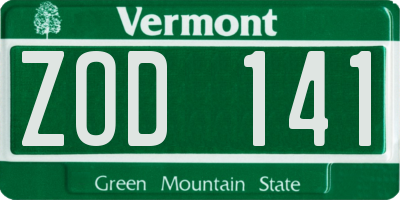 VT license plate ZOD141