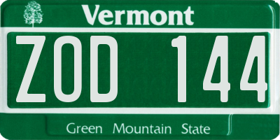 VT license plate ZOD144