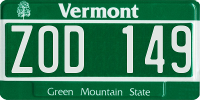 VT license plate ZOD149
