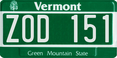 VT license plate ZOD151