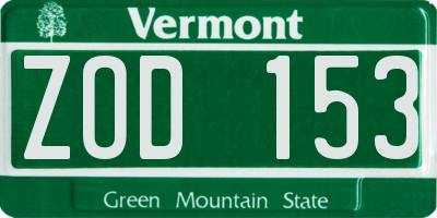 VT license plate ZOD153