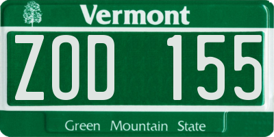 VT license plate ZOD155