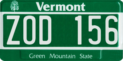 VT license plate ZOD156